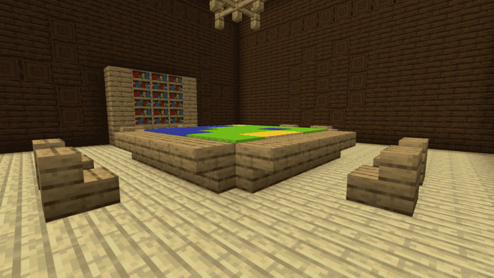 Before and after of a Minecraft map room