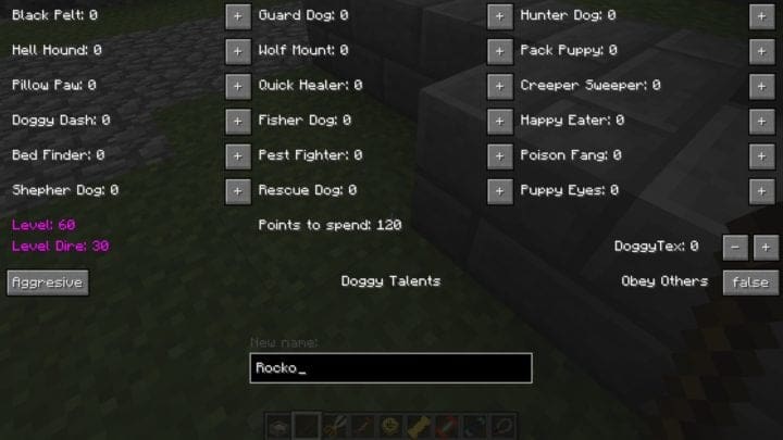 Doggy ⁣Talents Mod interface