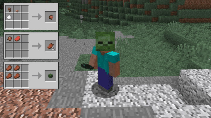 Zombie head crafted⁤ in Peaceful Plus⁢ Mod