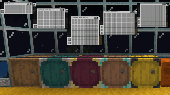 Different sizes of Minecraft barrels