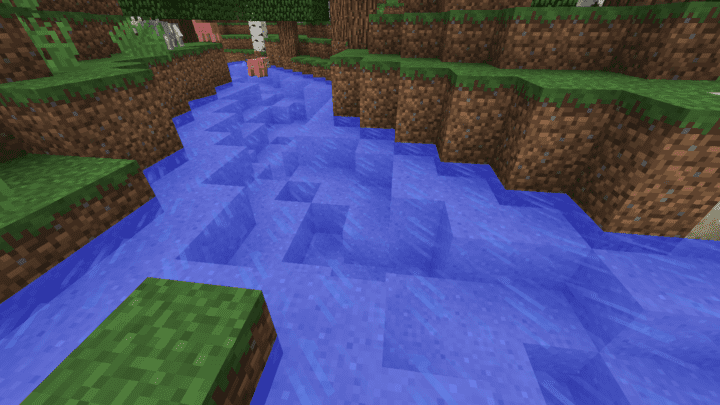 Water‍ curving naturally in Minecraft with the Streams Mod