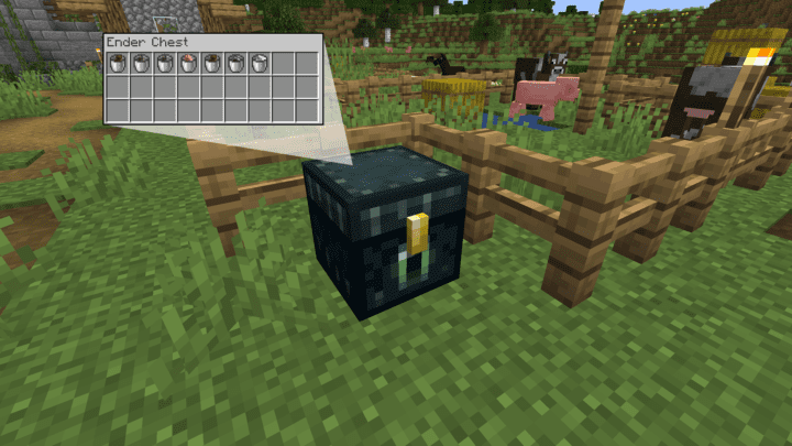Using Ender‍ chests ‍for transportation with the Get In The Bucket Mod