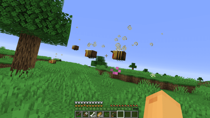 Bee with yellow particle effect after losing stinger
