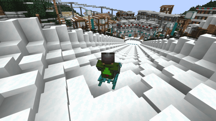 Player ‌riding a sled ‌in Minecraft